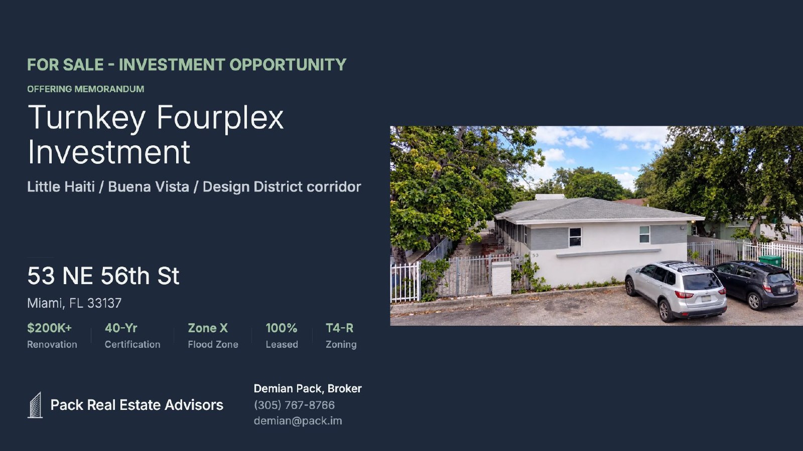 Offering Memorandum cover - 53 NE 56th St, Miami turnkey fourplex